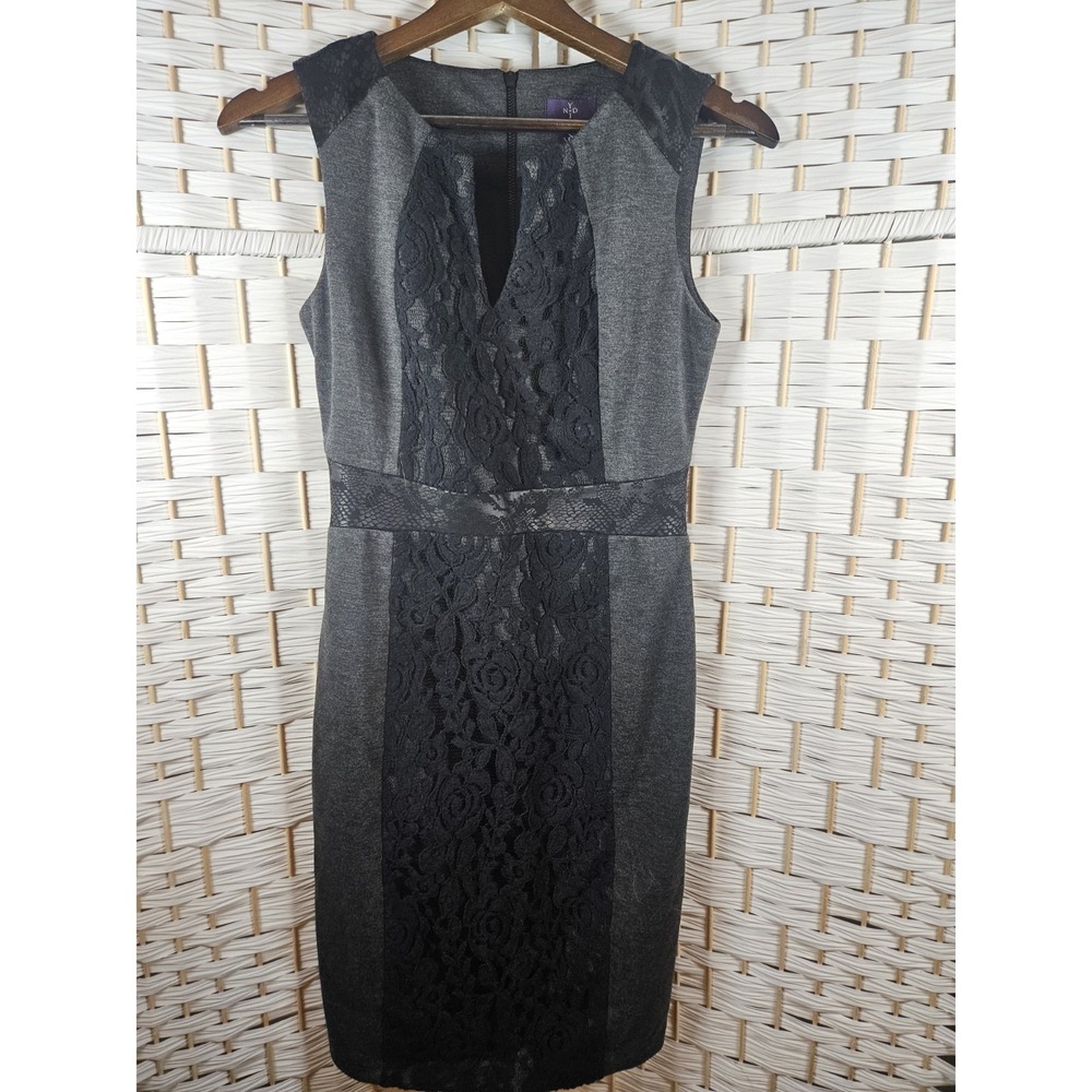 NYDJ Womans Gray Dress Sz 4 Lace Front